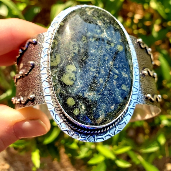 New Kambaba Jasper 925 Silver Cuff Bracelet. - Picture 11 of 15